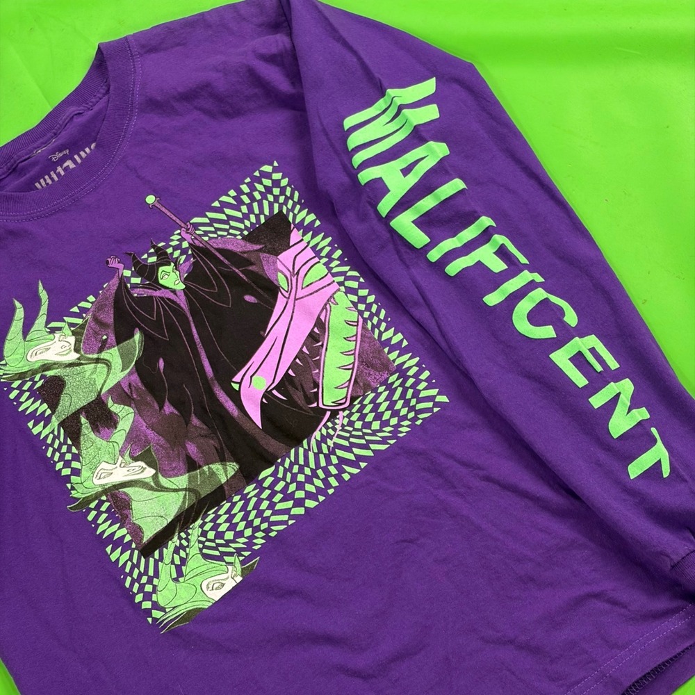 Disney Villains Maleficent Shirt Womens S Purple Long Sleeve Graphic Tee Cotton